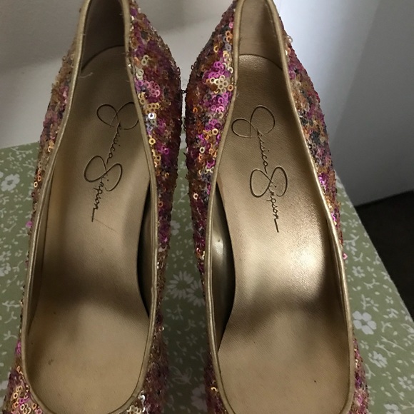 Jessica Simpson sequin heels 6” - Picture 3 of 4